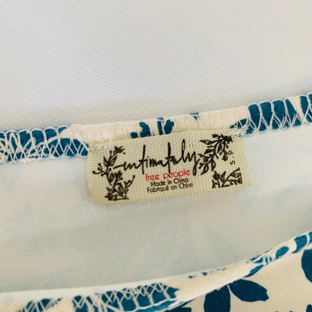 Free People Bodysuit Women S Cream Blue Floral One Shoulder Puff‎ Sleeve Boho - Picture 5 of 12